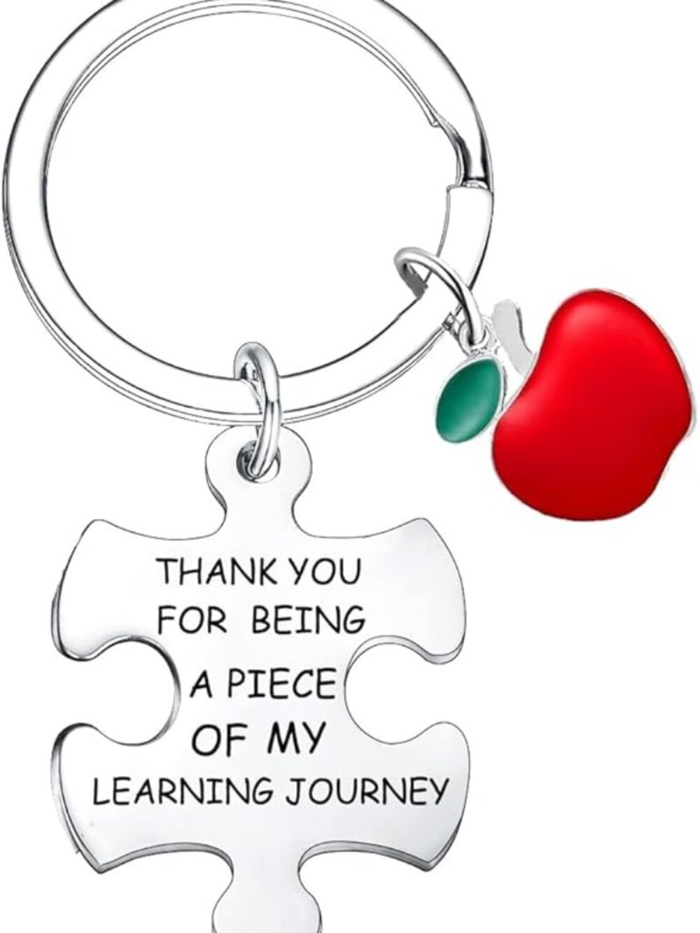 4-piece set of fashionable stainless steel keychains with apple pendants as grad